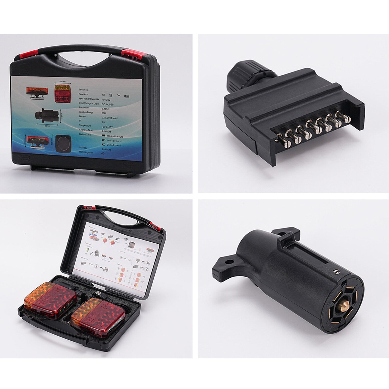 Automotive Parts: 2X 7Pin LED Magnetic Wireless Trailer-TailLight Kit For Trailer Truck Automotive