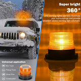 Solar Powered LED Flashing Beacon Light, 12-24V Amber Emergency Magnetic Warning Yellow