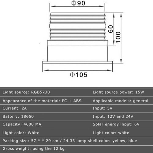 Solar Powered LED Flashing Beacon Light, 12-24V Amber Emergency Magnetic Warning Red
