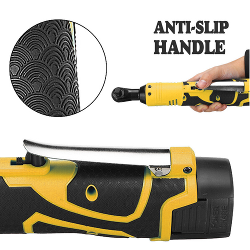 Tool Clamps & Vices: 21V 3/8'' 100N.m Electric Right Angle Ratchet Wrench Charger+ 2 Battery