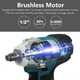 Tool Clamps & Vices: Cordless Electric Impact Wrench Brushless Rattle Gun 1/2" Driver +Large Battery