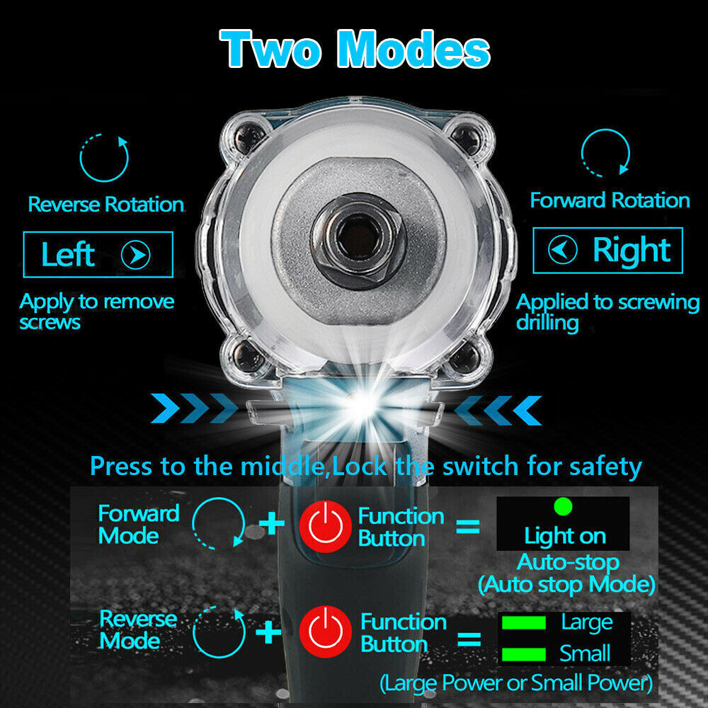 Tool Clamps & Vices: Cordless Electric Impact Wrench Brushless Rattle Gun 1/2" Driver +Large Battery