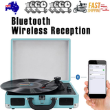 Audio Players & Recorders: Blue Retro Briefcase Vinyl Record Player Suitcase 3 Speed Turntable Stereo Christmas