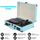 Audio Players & Recorders: Blue Retro Briefcase Vinyl Record Player Suitcase 3 Speed Turntable Stereo Christmas