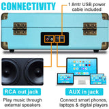 Audio Players & Recorders: Blue Retro Briefcase Vinyl Record Player Suitcase 3 Speed Turntable Stereo Christmas
