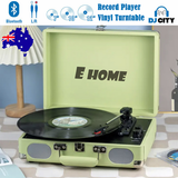 Audio Players & Recorders: Record Player Vinyl Turntable Bluetooth Speakers Retro Briefcase USB (Turquoise)