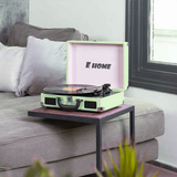 Audio Players & Recorders: Record Player Vinyl Turntable Bluetooth Speakers Retro Briefcase USB (Turquoise)