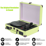 Audio Players & Recorders: Record Player Vinyl Turntable Bluetooth Speakers Retro Briefcase USB (Turquoise)