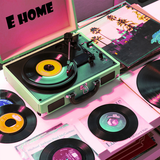 Audio Players & Recorders: Record Player Vinyl Turntable Bluetooth Speakers Retro Briefcase USB (Turquoise)