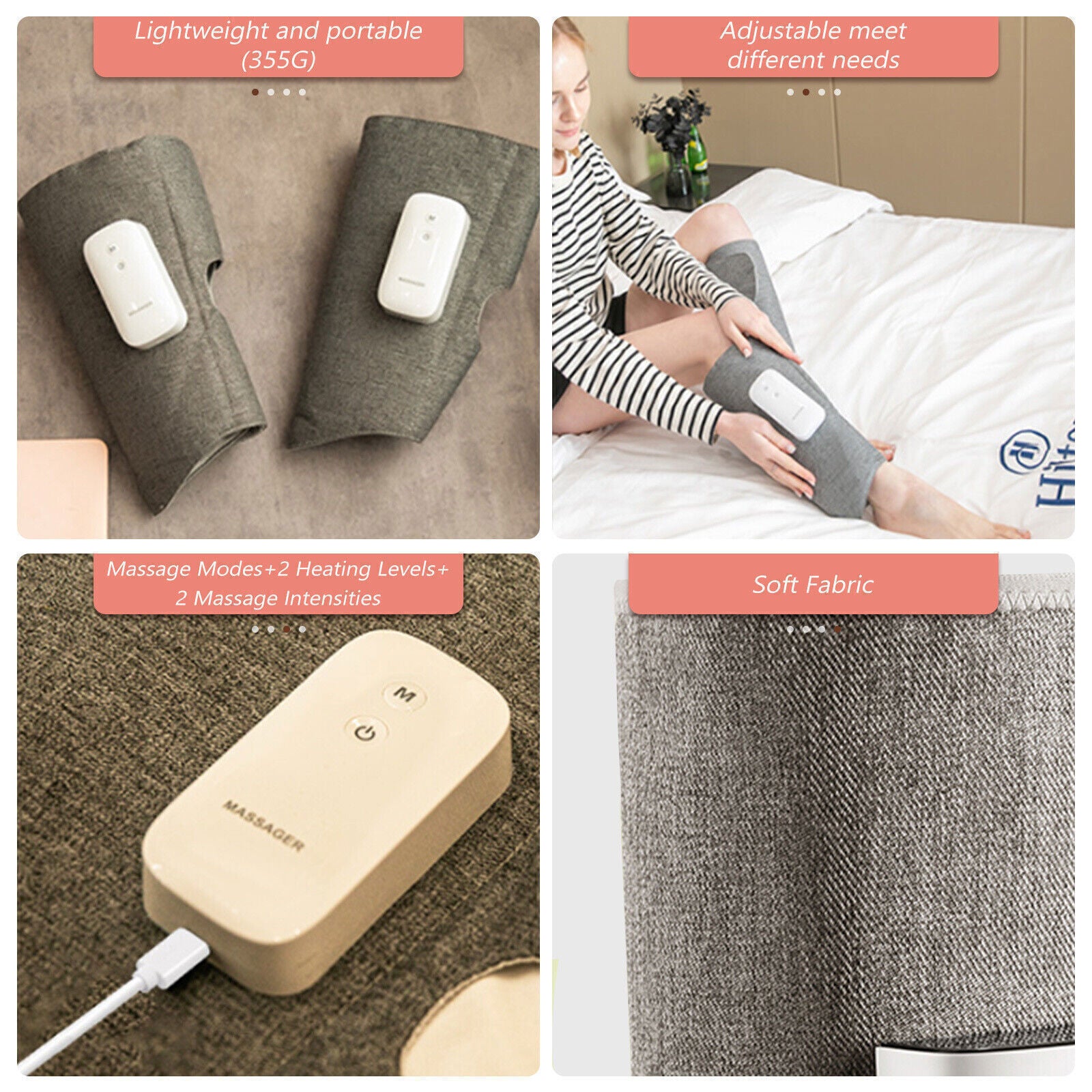 Massagers: Leg Massager Heated Air Compression Foot Massage Calf Circulation Muscles Relax