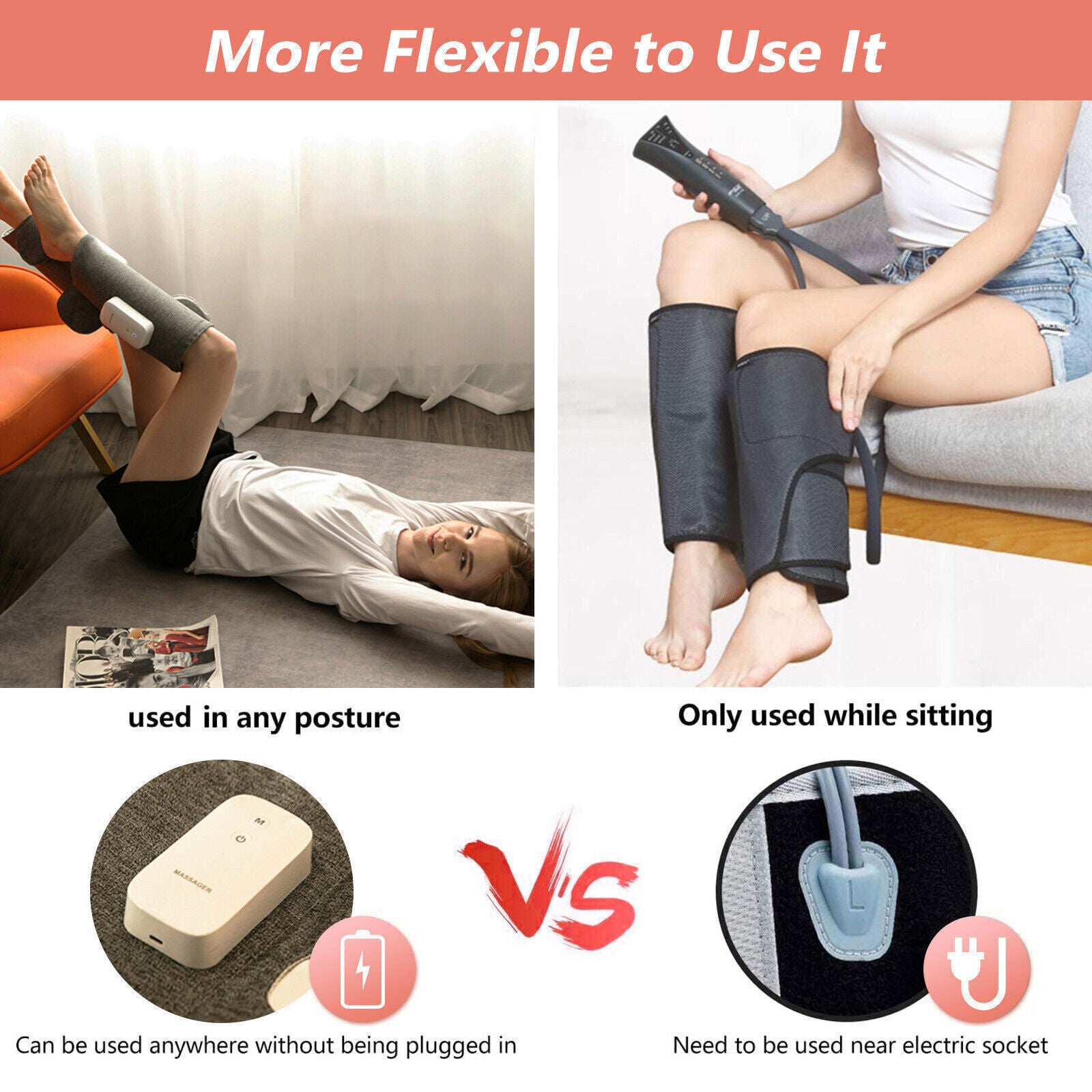 Massagers: Leg Massager Heated Air Compression Foot Massage Calf Circulation Muscles Relax