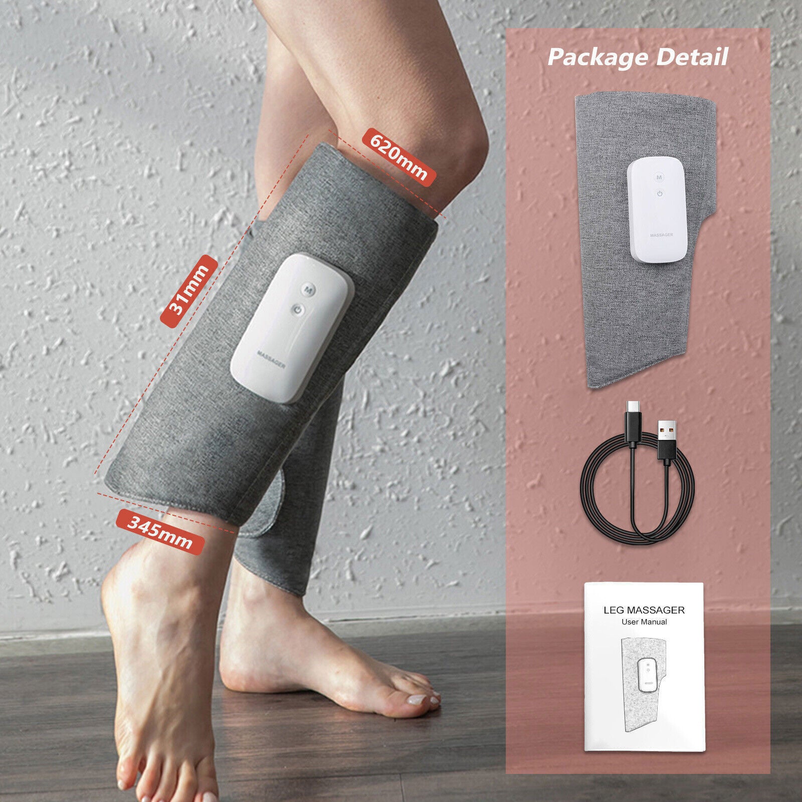 Massagers: Leg Massager Heated Air Compression Foot Massage Calf Circulation Muscles Relax