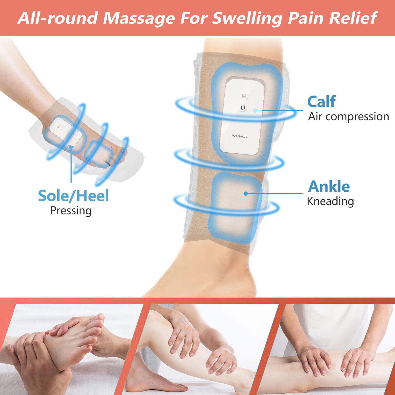 Massagers: Leg Massager Heated Air Compression Foot Massage Calf Circulation Muscles Relax
