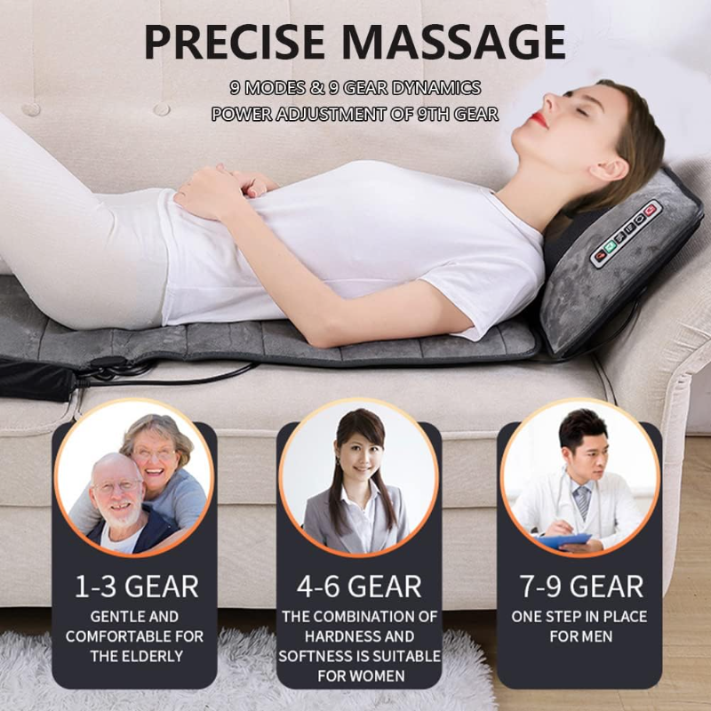 Massagers: 10 Vibrating Motors Massage Mat Full Body Heated Mattress Pillow Pain Relief AU