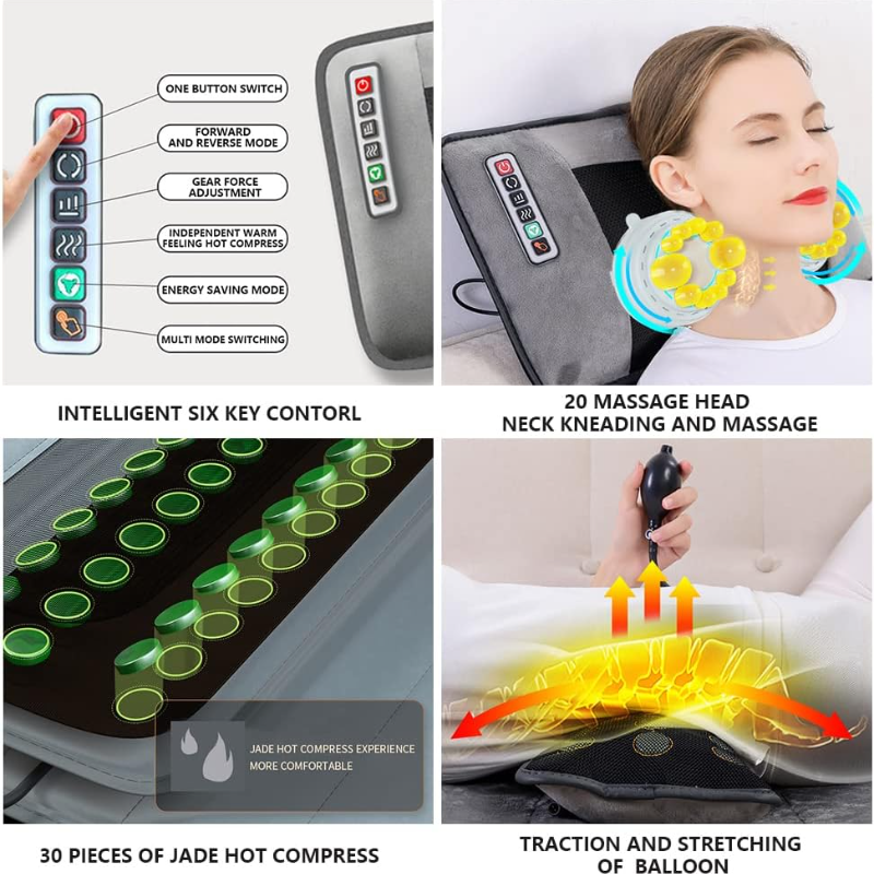 Massagers: 10 Vibrating Motors Massage Mat Full Body Heated Mattress Pillow Pain Relief AU