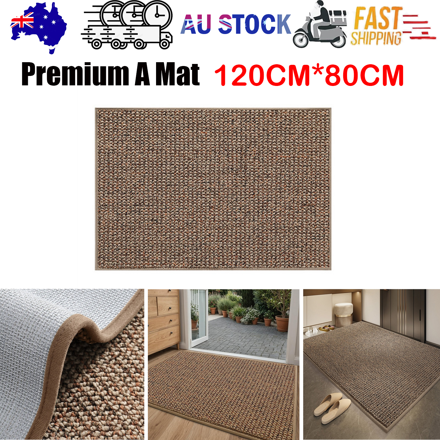 Door Mats: Premium Entrance Door Carpet 120x80cm Sole Cleaning Mats Sand and Dust Removal Washable