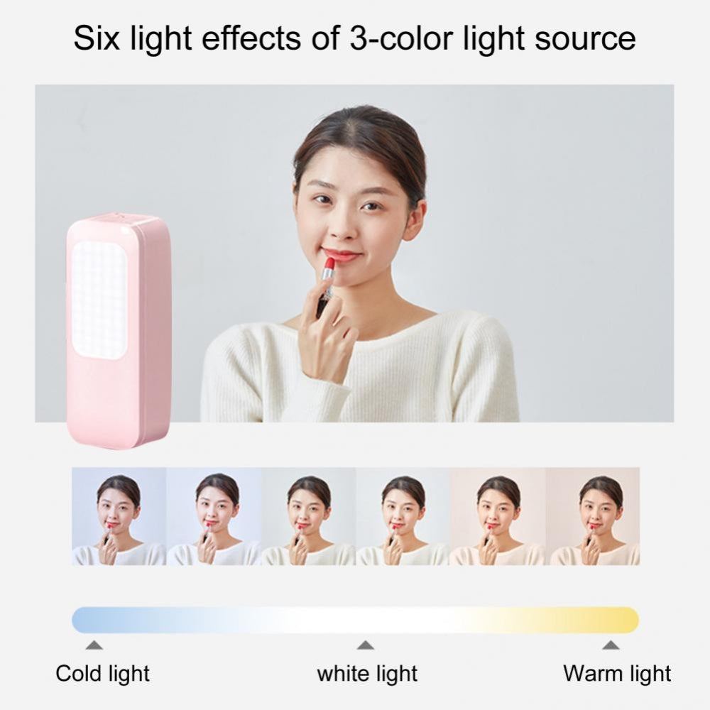 Table Lamps: LED Portable Phone Holder Stand Wireless Remote Dimmable Selfie Fill Light Lamp Pink