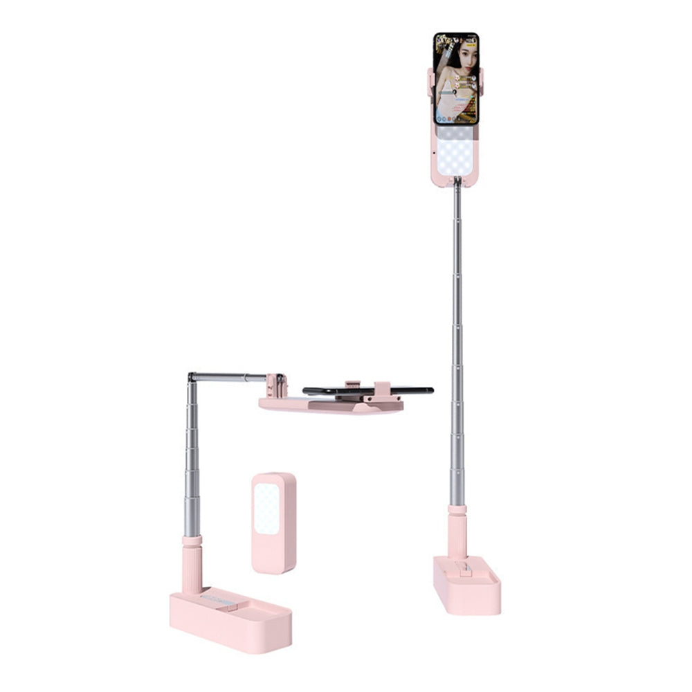 Table Lamps: LED Portable Phone Holder Stand Wireless Remote Dimmable Selfie Fill Light Lamp Pink