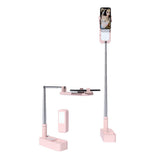 Table Lamps: LED Portable Phone Holder Stand Wireless Remote Dimmable Selfie Fill Light Lamp Pink