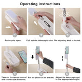 Table Lamps: LED Portable Phone Holder Stand Wireless Remote Dimmable Selfie Fill Light Lamp Pink