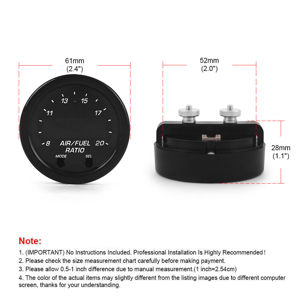 Automotive Parts: For Wideband Gauge X-Series 30-0300 AFR O2 UEGO Air Fuel Ratio Gauge  2-1/16" AU