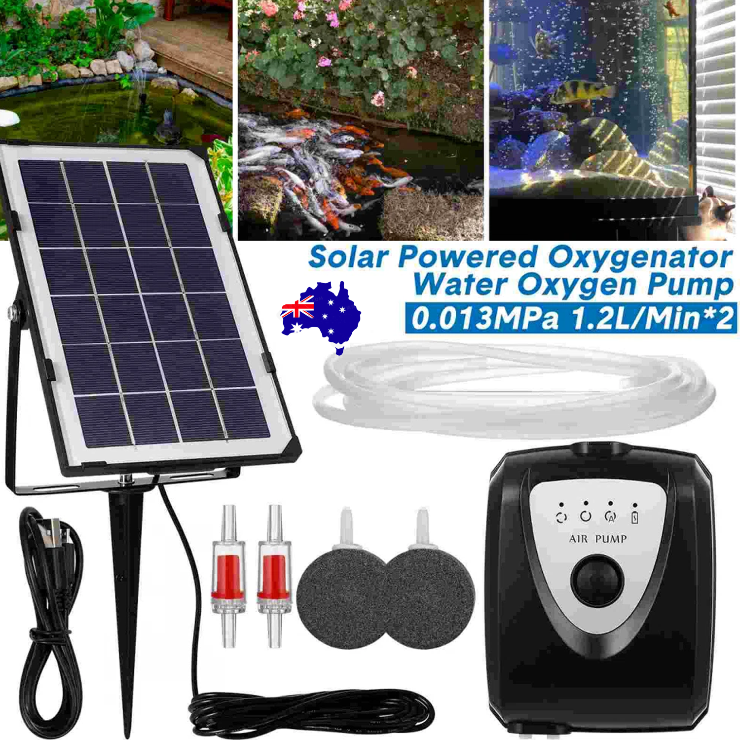 Aquarium Filters & Pumps: Solar Pond Pump Air Pump Solar Powered Pool Fish Tank Oxygenator Oxygen Aerator