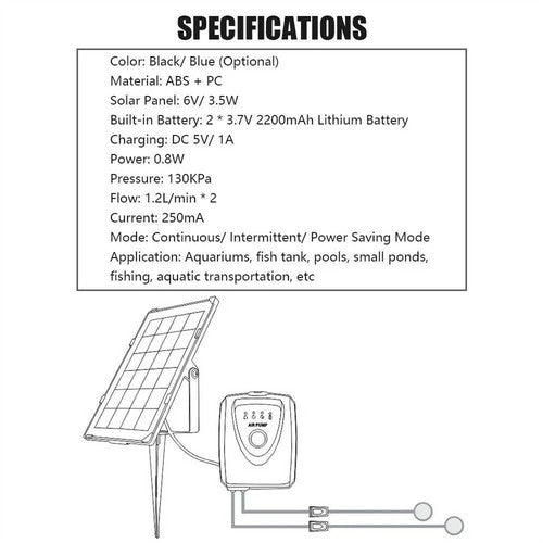 Aquarium Filters & Pumps: Solar Pond Pump Air Pump Solar Powered Pool Fish Tank Oxygenator Oxygen Aerator