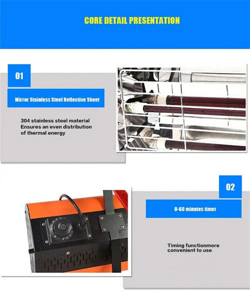 Painting Tools: 1200W Shortwave Infrared Paint curing Lamp Spray Painting Solary Baking Dryer