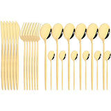 24pc Elegant Stainless Steel Gold Flatware Set Classic Knife Fork Spoon Gift Set