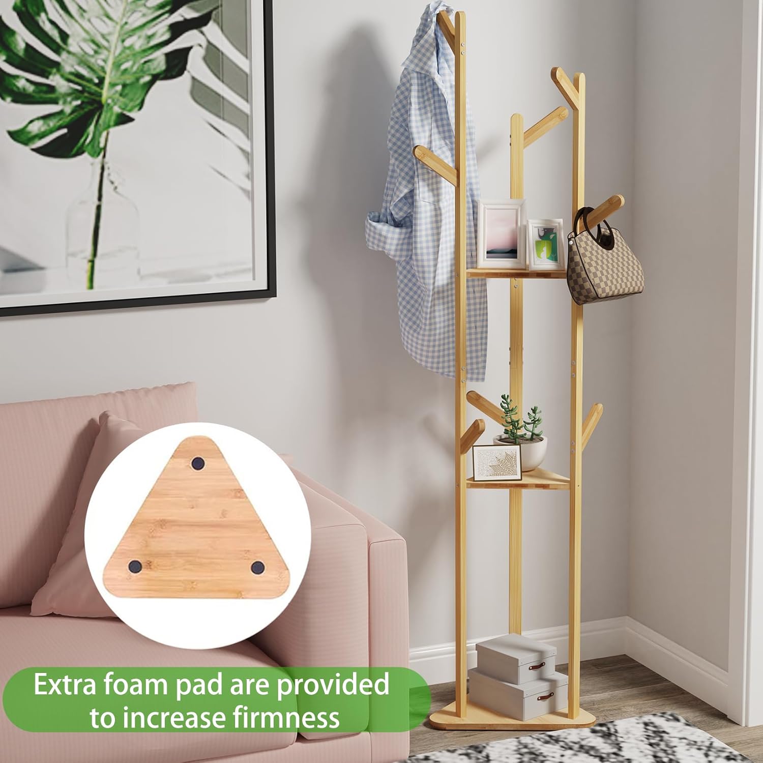 Coat Racks: Clothes Garment Coat Rack Stand Bamboo Hanger Bag Hat Hook Holder Tree Shelf AU