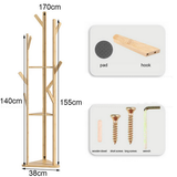 Coat Racks: Clothes Garment Coat Rack Stand Bamboo Hanger Bag Hat Hook Holder Tree Shelf AU
