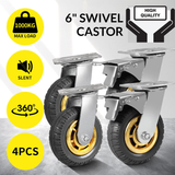 Utility Trolleys: 4X 6" / 150mm Heavy Duty Swivel Caster Wheels Castor 1000KG Load,2 with Brakes
