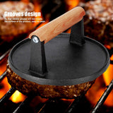 Kitchen Utensils: 7" Heavy Duty Burger Press W/ Solid Wood Handle for Meat Smasher Hamburger Steak