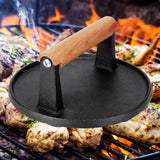 Kitchen Utensils: 7" Heavy Duty Burger Press W/ Solid Wood Handle for Meat Smasher Hamburger Steak