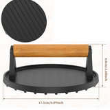Kitchen Utensils: 7" Heavy Duty Burger Press W/ Solid Wood Handle for Meat Smasher Hamburger Steak