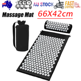 Yoga & Pilates: Black Massage Acupressure Mat Yoga Sit Lying Mats Pain Stress Soreness Relax AU NEW