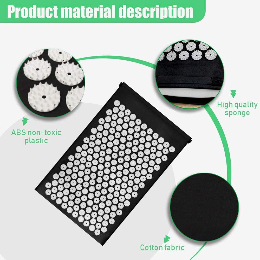 Yoga & Pilates: Black Massage Acupressure Mat Yoga Sit Lying Mats Pain Stress Soreness Relax AU NEW