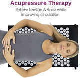 Yoga & Pilates: Black Massage Acupressure Mat Yoga Sit Lying Mats Pain Stress Soreness Relax AU NEW