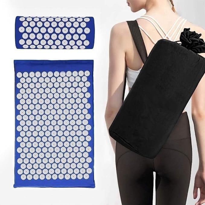 Yoga & Pilates: Blue Massage Acupressure Mat Yoga Sit Lying Mats Pain Stress Soreness Relax AU NEW