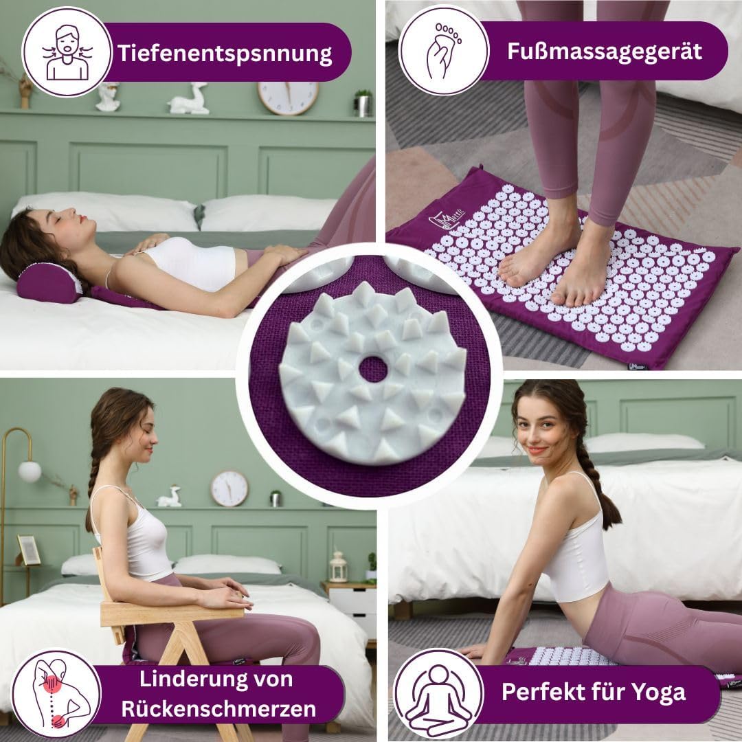 Yoga & Pilates: Purple Massage Acupressure Mat Yoga Sit Lying Mats Pain Stress Soreness Relax AU NEW