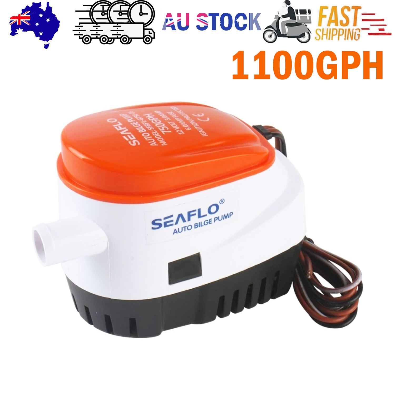 SEAFLO 12V 1100GPH Automatic Bilge Pump Marine Boat Auto Submersible Pump