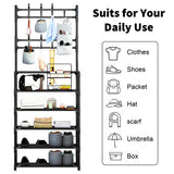 Shoe Rack Storage Cabinet Coat Hat Stand Metal Shelves 12 Pairs Black 60CM