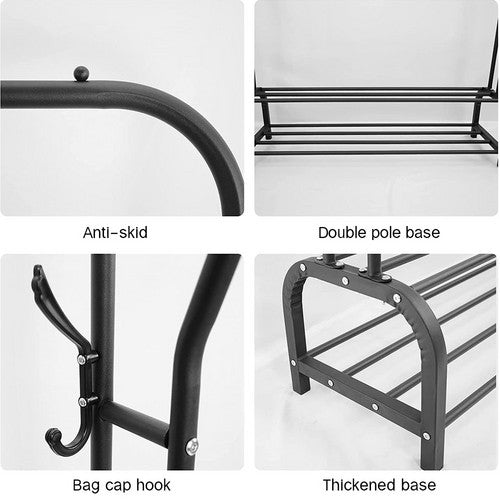 Black Heavy Duty Metal Double Clothes Rail Rack Garment Hanging Shoe Storage Shelf AU