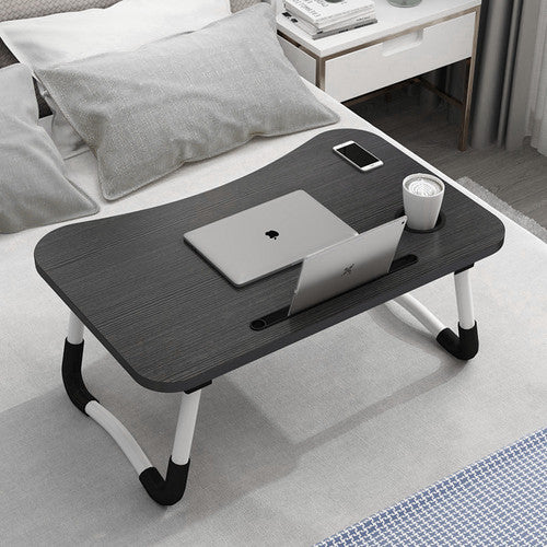 Black Laptop Stand Table Foldable Desk Computer Study Bed Adjustable Cup Slot Tray