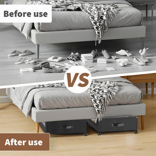 Gray Square Under-Bed Storage Rack with Wheels Sturdy Easy to Move for Bedroom AU