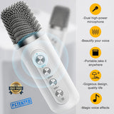 Sliver Karaoke Machine with 2 Wireless Microphones Bluetooth-Compatible 5.0 for Parties