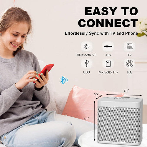 Sliver Karaoke Machine with 2 Wireless Microphones Bluetooth-Compatible 5.0 for Parties