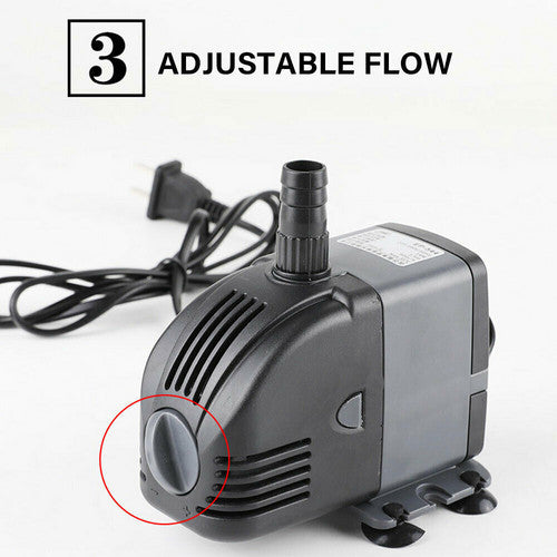 24W Adjustable Flow Aquarium Pump Water Submersible Fish Tank Fountain Pond Marine