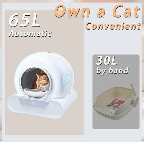 65L Remote Control Automatic Self Cleaning Cat Litter Box Smart App Easy-Clean