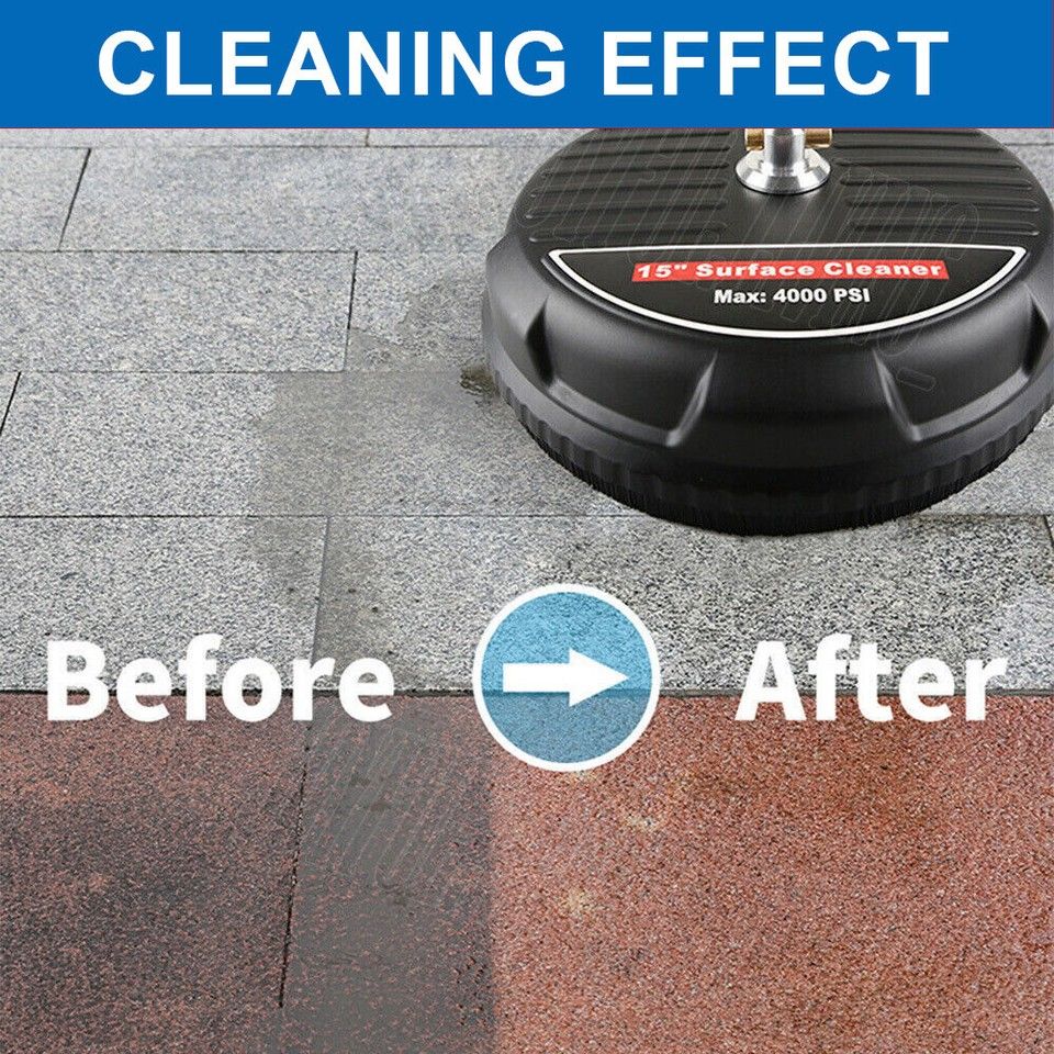 Universal 15" Pressure Washer Surface Cleaner 4000PSI Extension Nozzles Cleaning